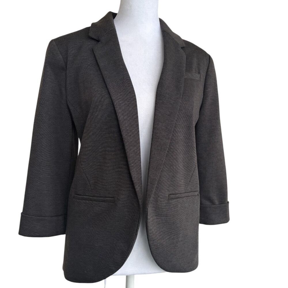 LC Lauren Conrad Black Open Front Knit Blazer 3/4 Cuffed Sleeve Sz 6 Office - Picture 2 of 6